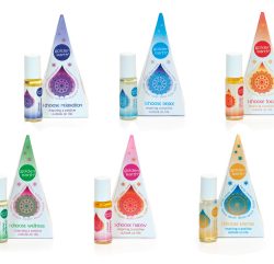 Shows the complete line of I Choose blends - bottles and packaging