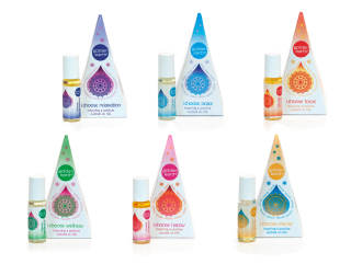 Shows the complete line of I Choose blends - bottles and packaging